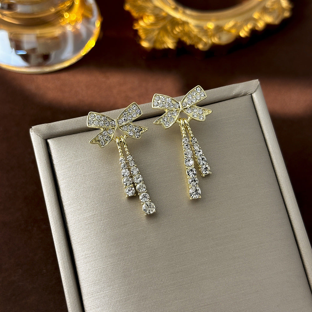 Elegant Zircon Butterfly Tassel Gentle Stylish Personality Stud Earrings