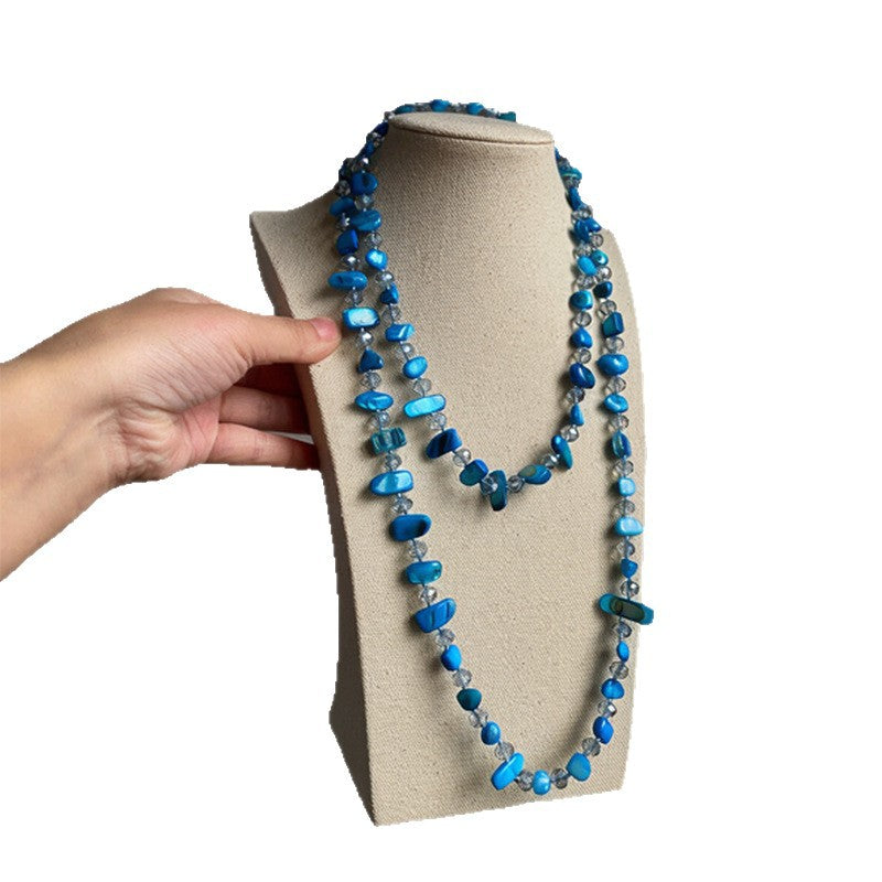 Square Shell Glass Beaded High Profile Generous Simple Fashion Stacked Necklace