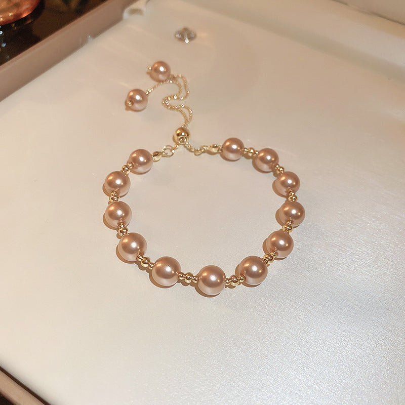 French Retro Smiley Face Bamboo Artificial Jade Personality Trendy Light Bracelets