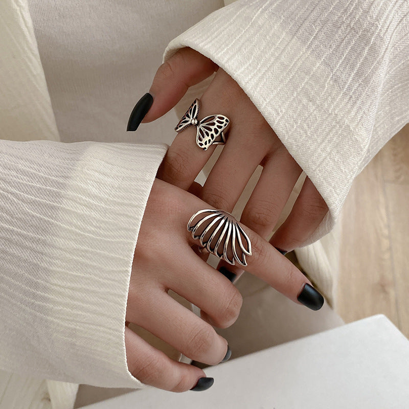 Women's Vintage Retro Butterfly Index Finger Geometric Ring