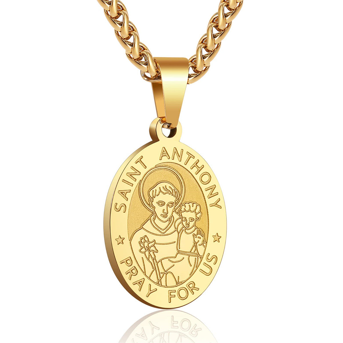 Women's & Men's Double-sided Portrait Medal Cross Stainless Steel Necklaces