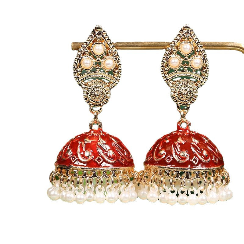 Women's Fashion Indian Ethnic Style Bell Pearl Earrings