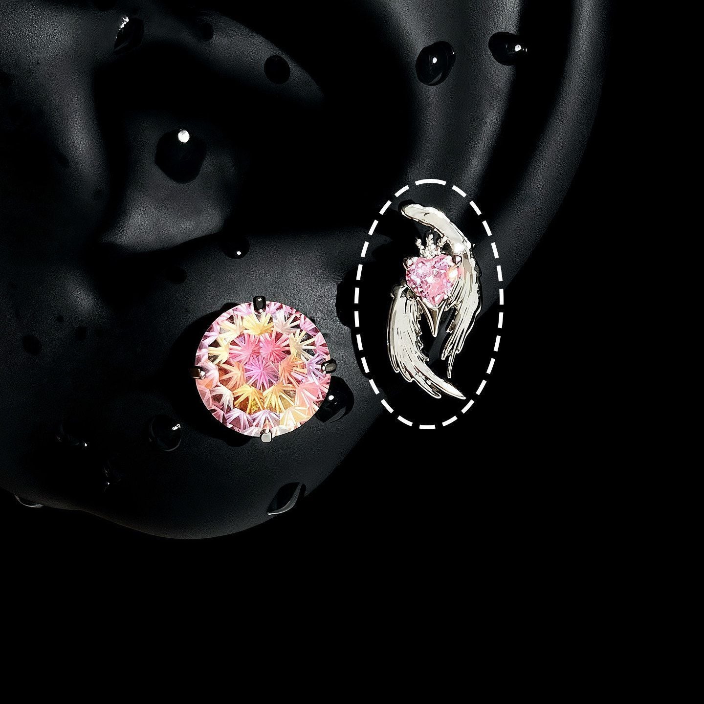 Feather Sleeping Powder Store Ear Bone Flash Double Titanium Steel Rings