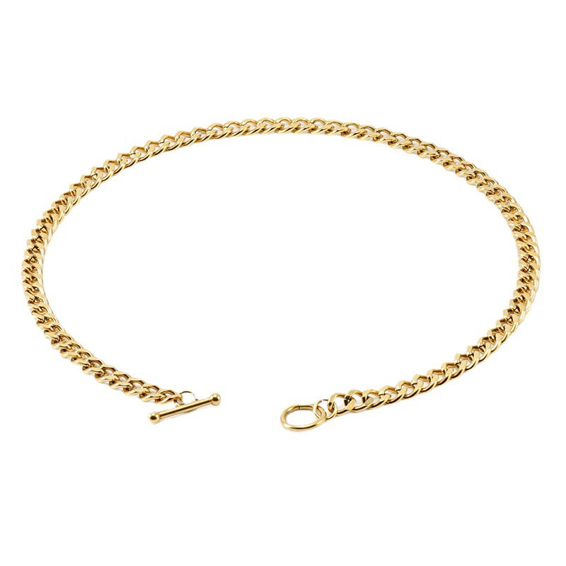 Men's Steel Buckle Cuban Link Chain Versatile Gold Bracelets