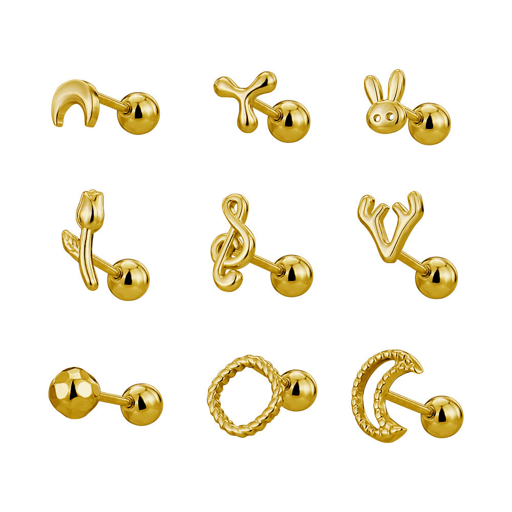 Stainless Steel Ear Bone Nail Mini Piercing Screw Rings