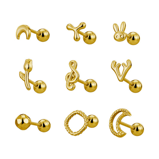 Stainless Steel Ear Bone Nail Mini Piercing Screw Rings