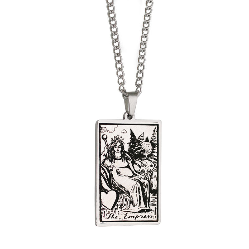 Zhang Tarot Titanium Steel Retro Rectangular Necklaces