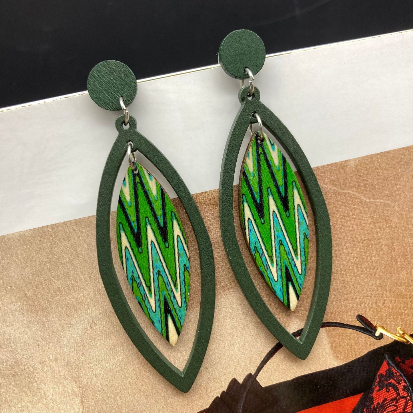 Bohemian High-key Eardrop Wooden Leaves Geometric Earrings