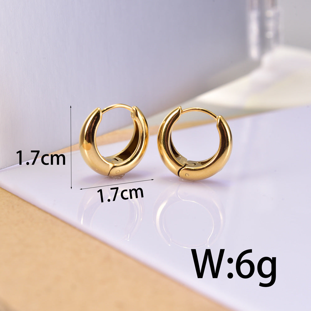 Simple Glossy Geometric Oval Ear Retro Cold Style Gold Rings