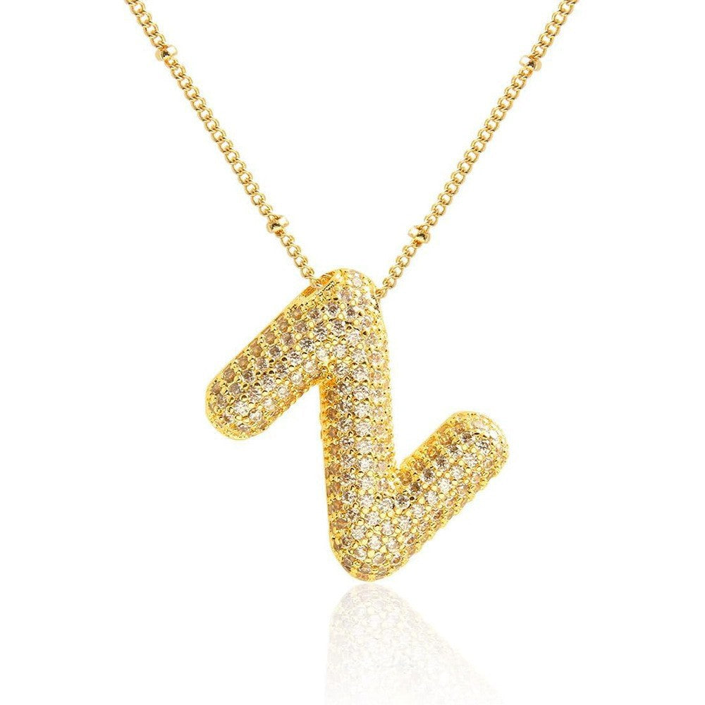 Women's Inlaid Zircon Full Diamond Bubble Letter Pendants