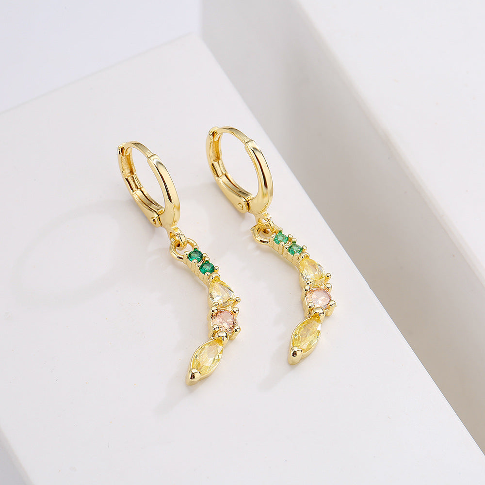 Women's Style Copper Gold Micro Inlaid Zircon Earrings