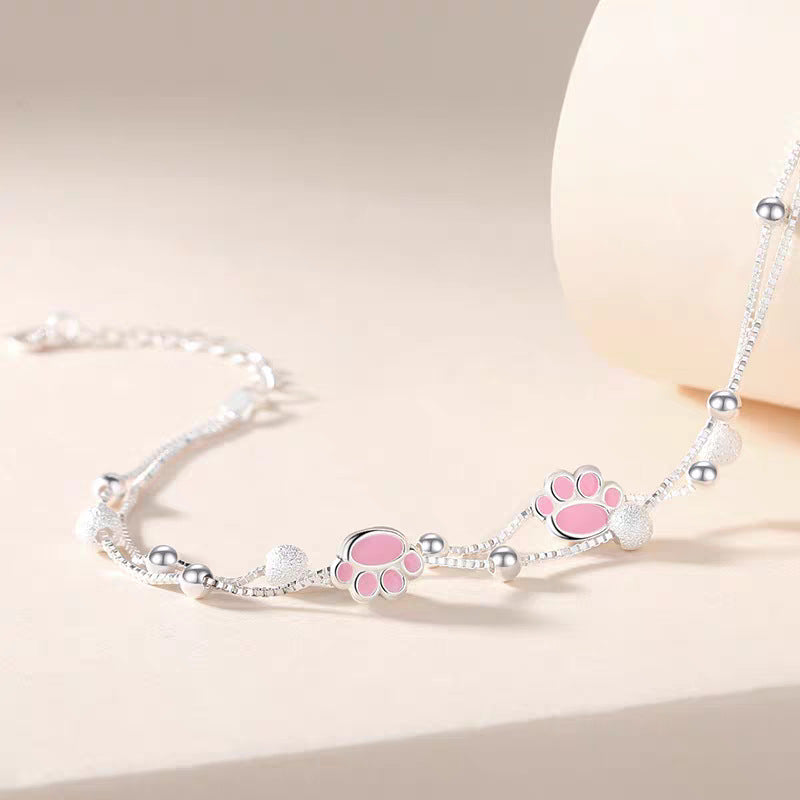 Pink Cat's Paw Summer Fresh Niche Design Sense Heart Light Bracelets