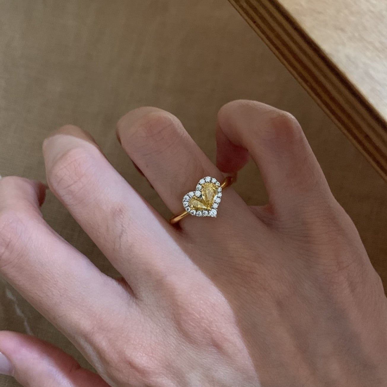 Women's Love Heart-shaped Opening Adjustable Design Temperament Entry Lux High-grade Cold Ring