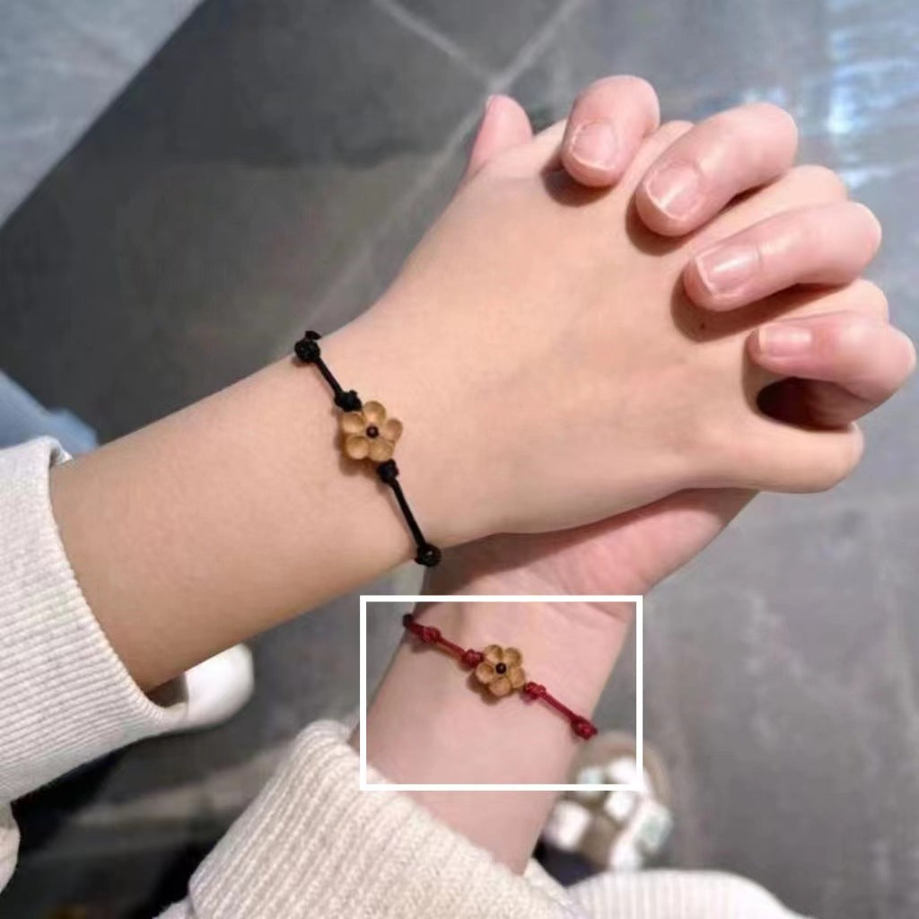 Women's Small Peach Blossom Woven Hand Strap Bracelets