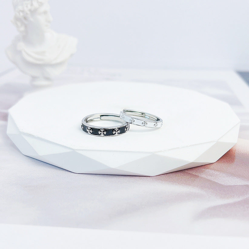 Women's & Men's Couple Personality Luxury Niche Flower Pattern Long-distance Ring