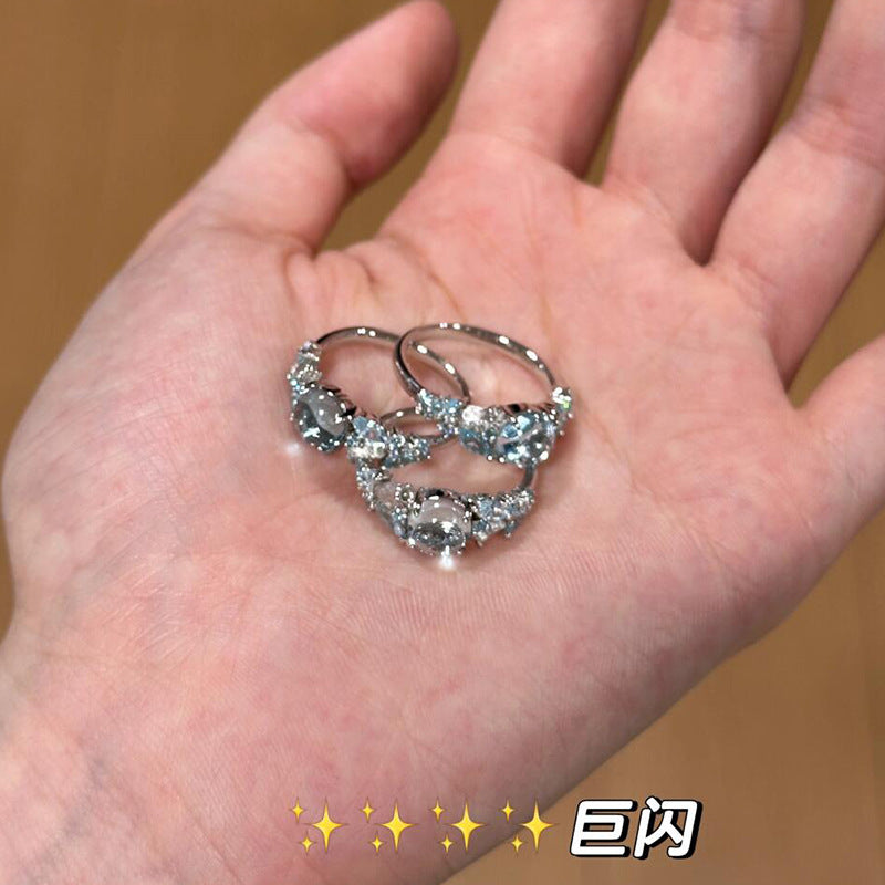 Female Glass Texture Palace Style Fresh Rings
