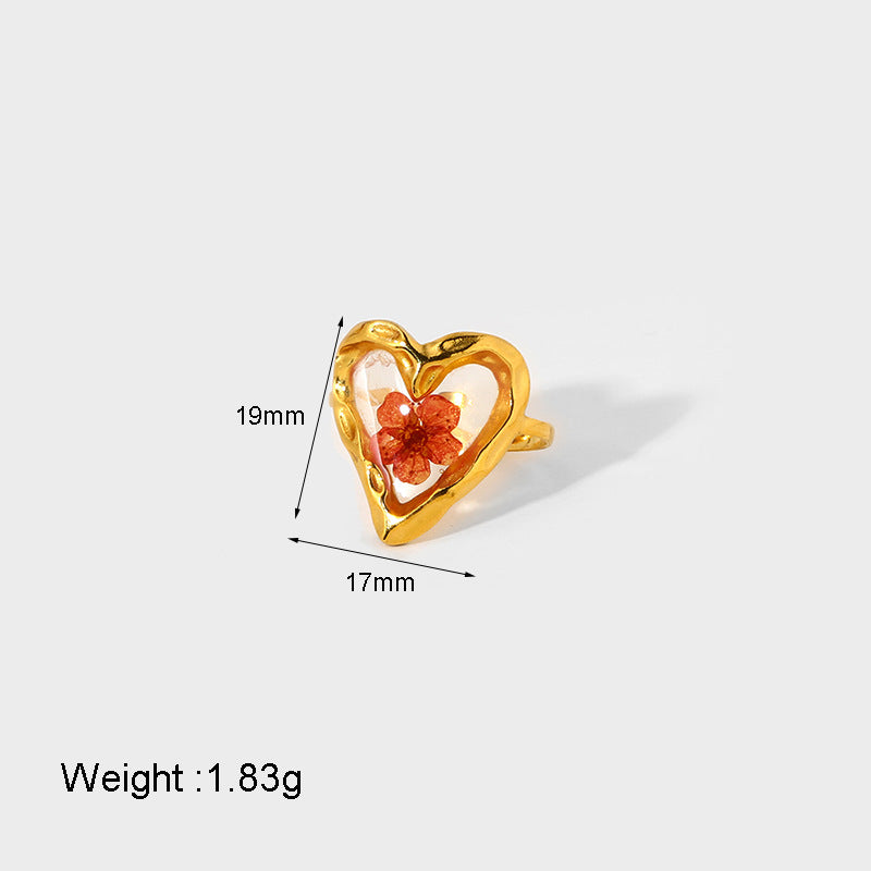 Flower Series Stainless Steel Adjustable Gold Ring