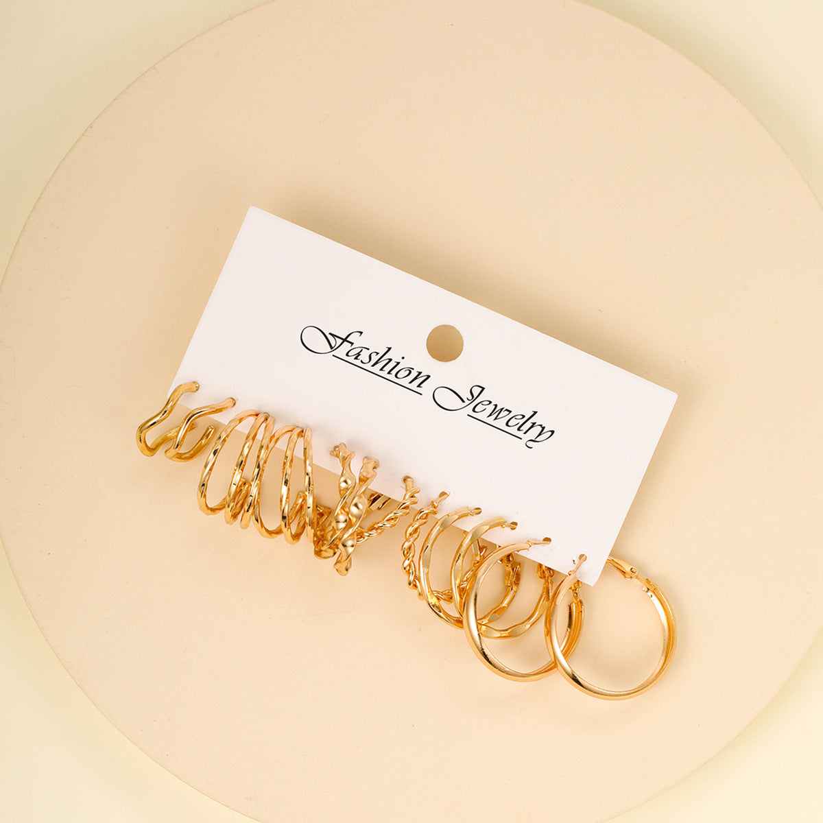 Retro Geometric Twist Metal Alloy Six Pairs Fashionable Earrings