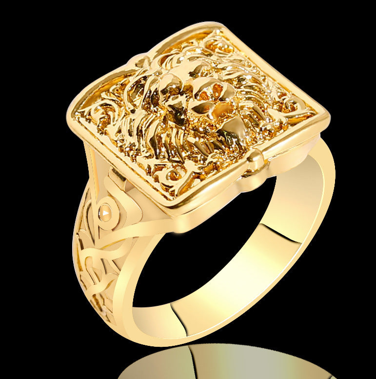 Ornament Golden Skull Carved Pattern Fashion Rings