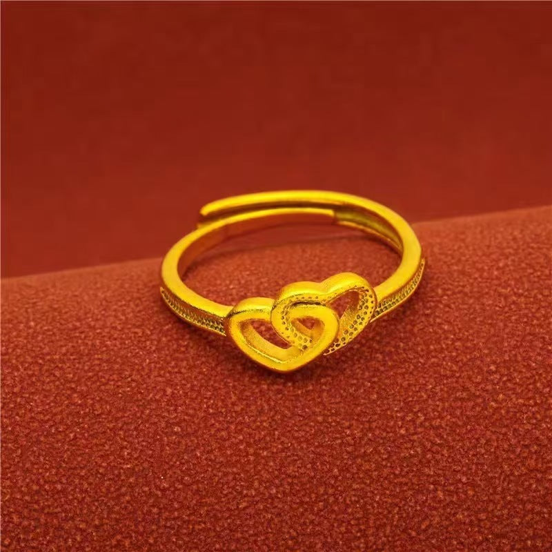 Women's Gold Vietnam Placer Love Heart-shaped Open Brass Gold-plated Rings