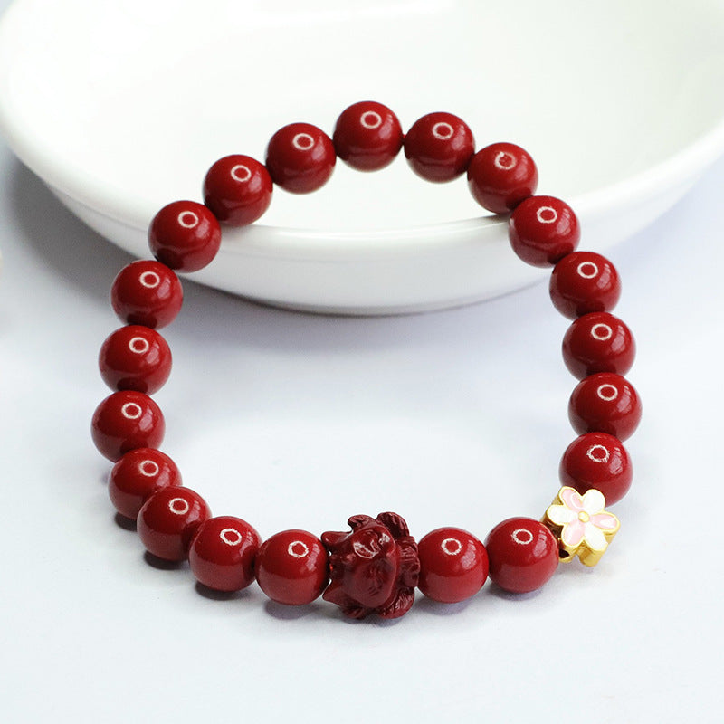 Cinnabar Purple Gold Sand Blessing Card Chalcedony Chinese Live Bracelets
