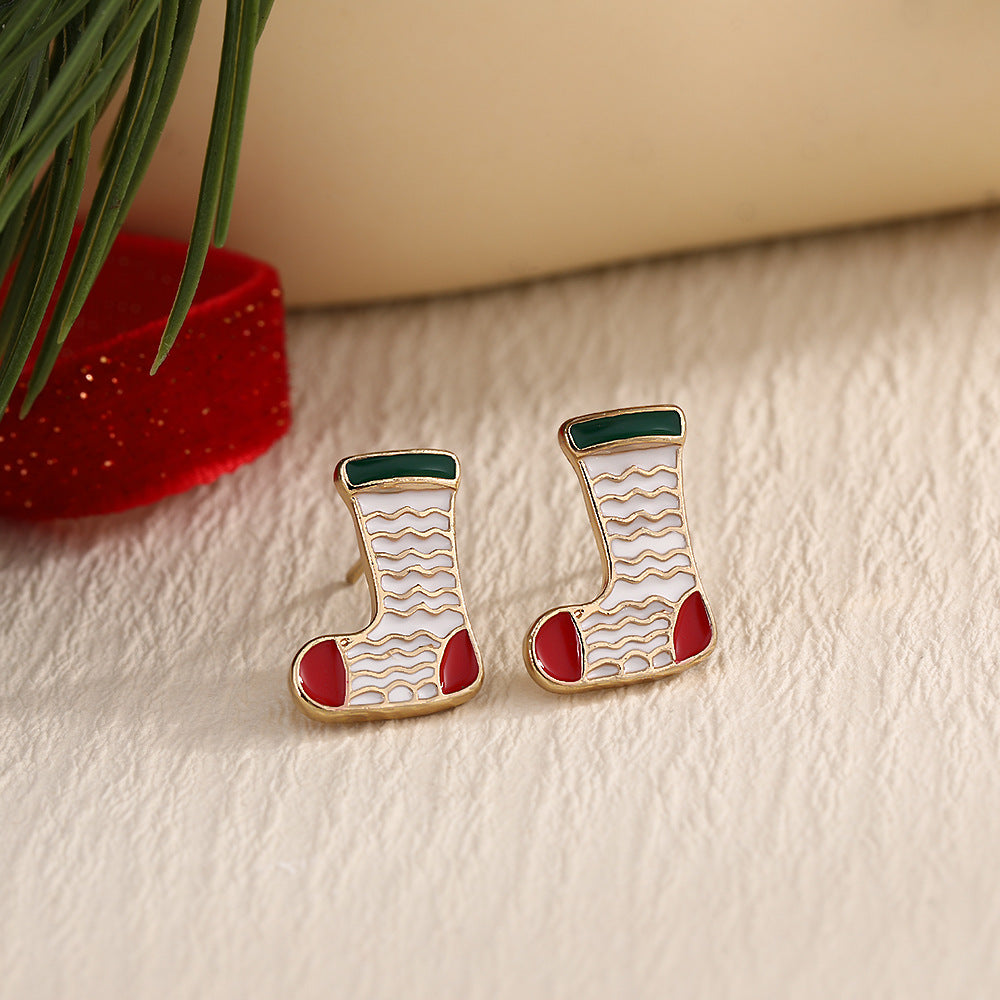 Fashion Elk Tree Snowflake Rhinestone Personalized Stud Earrings