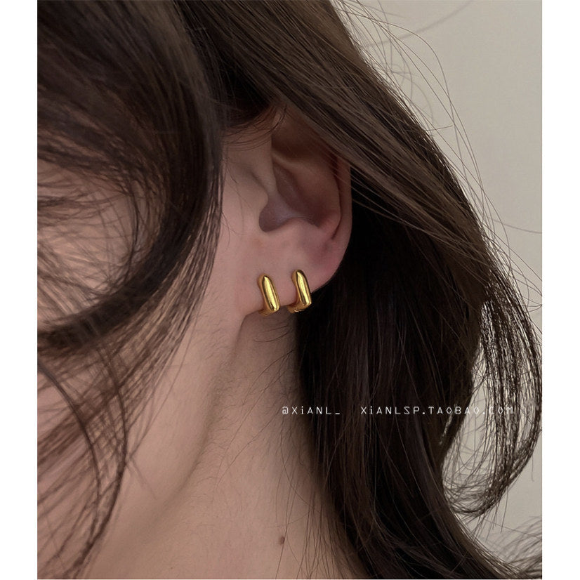 Square Ear Clip Female Design Personality High Stud Earrings