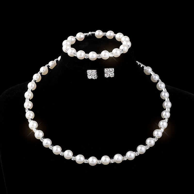 Comfortable Classy Bridal Full Diamond Clavicle Jewelry Set