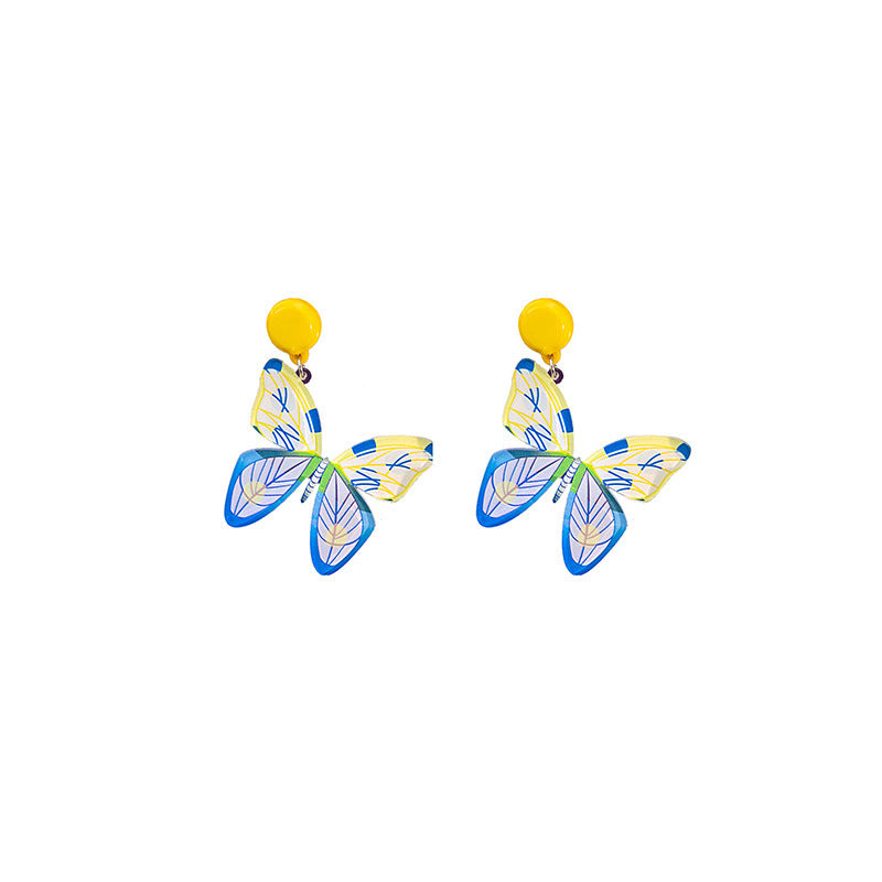 Painting Blue Flower Simple Fresh Mori Style Iti Earrings