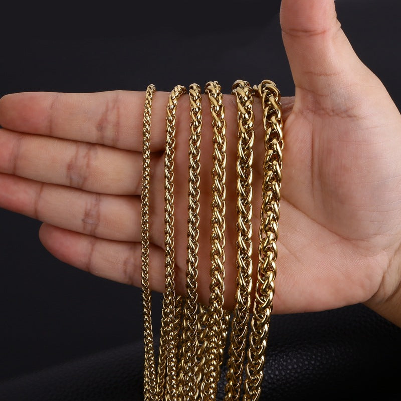 Women's & Men's Cuba Titanium Steel Basket Stainless Clavicle Goods Necklaces