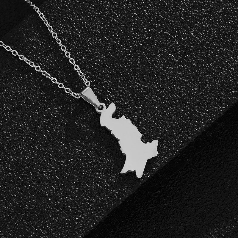 Drop Oil Pakistan Map Flag Fashion Necklaces