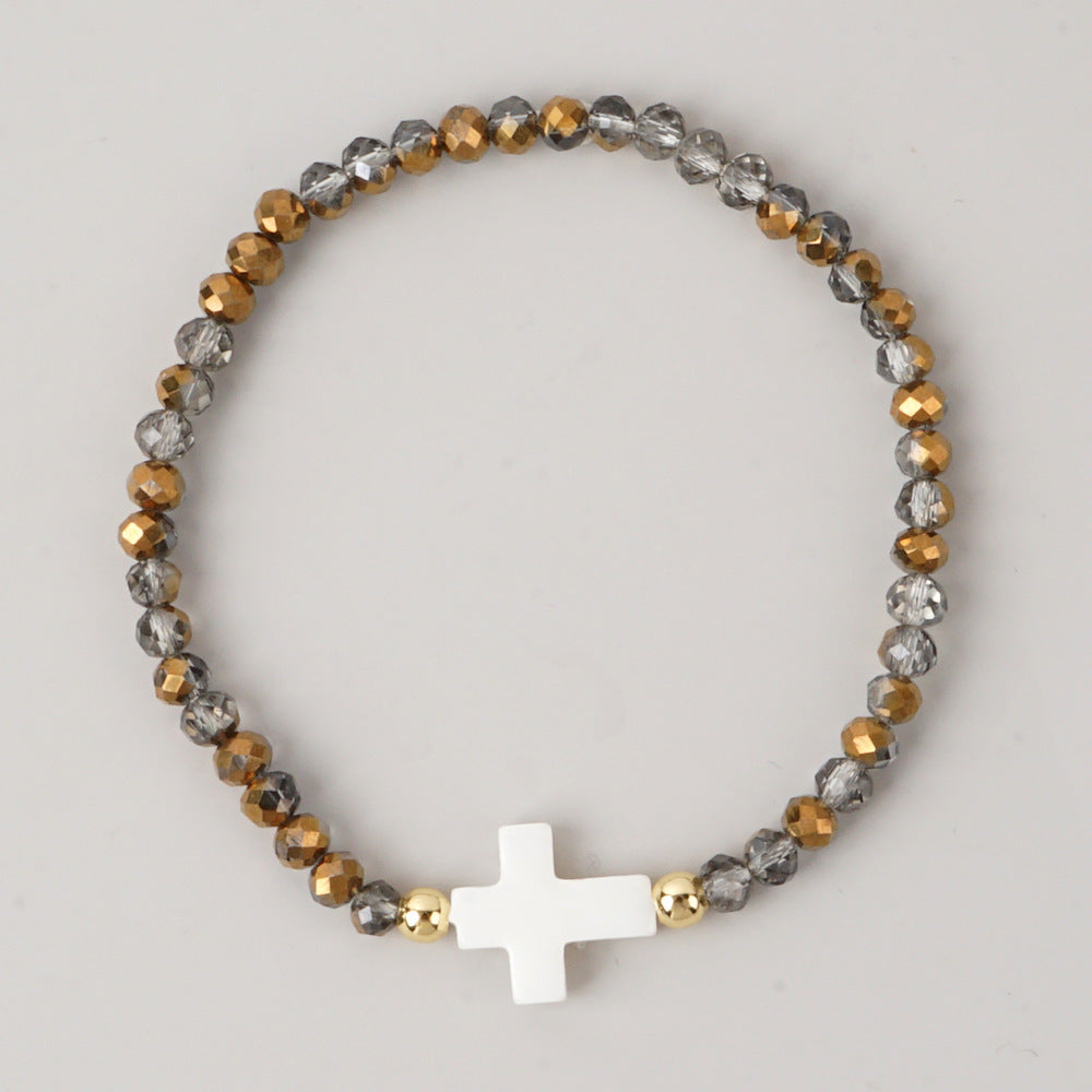 Women's Style Copper Bead Shell Cross Color Bracelets