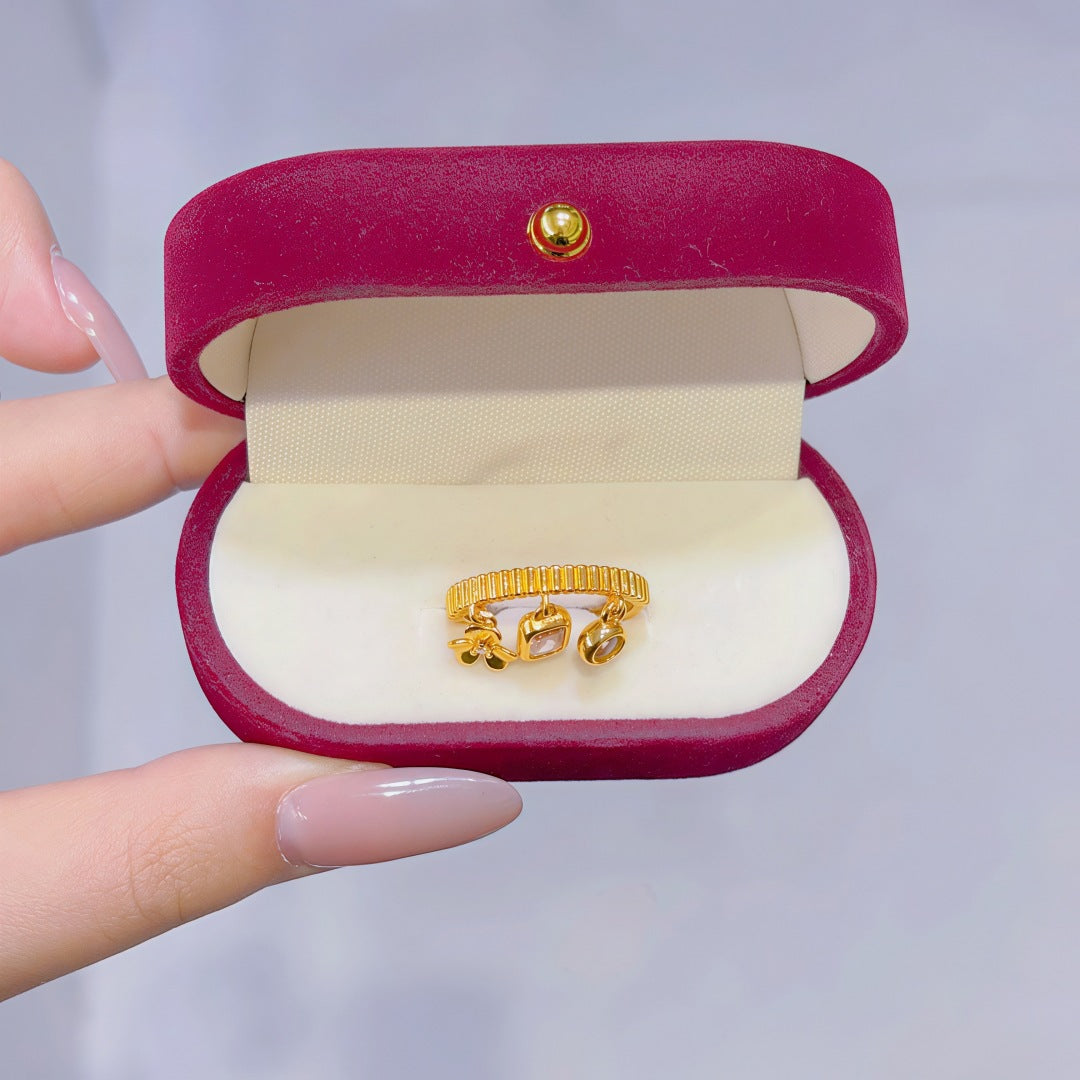 Women's Alluvial Gold Retro Affordable Luxury Design Brass Plated Fashion Ring