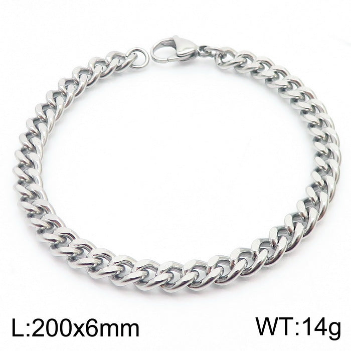 Men's Fashion Side Flat Chain Stainless Steel Bracelets