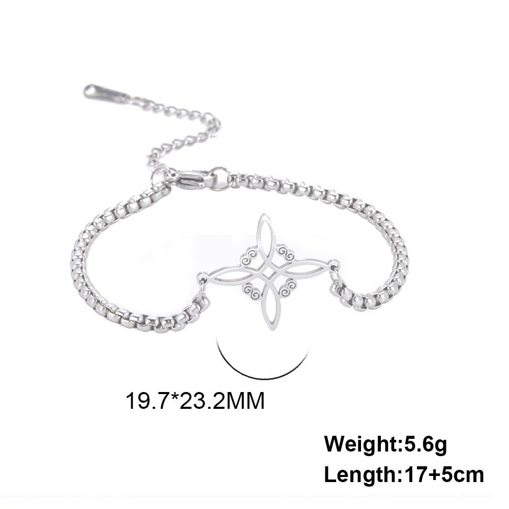 Steel Box Chain Cut Hollow Witch Knot Bracelets