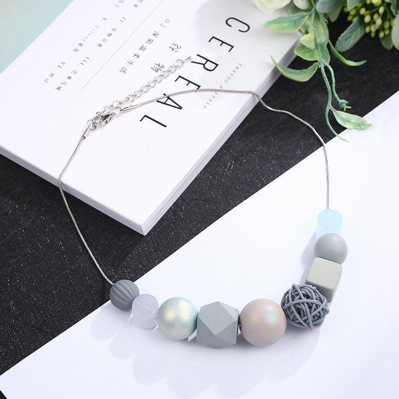 Women's Geometric Beaded Light Luxury Fashion Simple Clavicle Necklaces