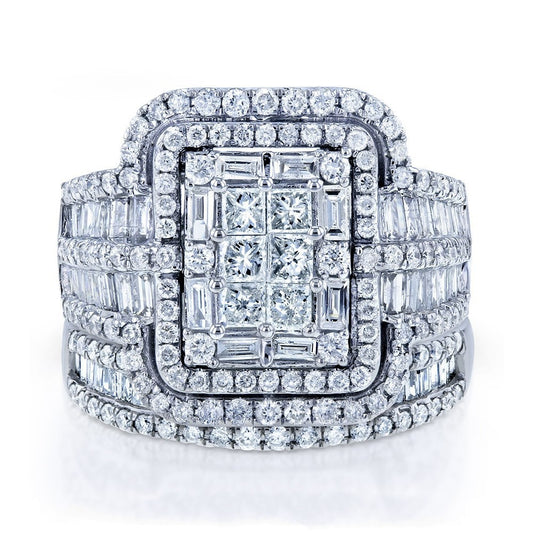 Women's Luxurious Exaggerating Rhinestone Couple Wedding Ring
