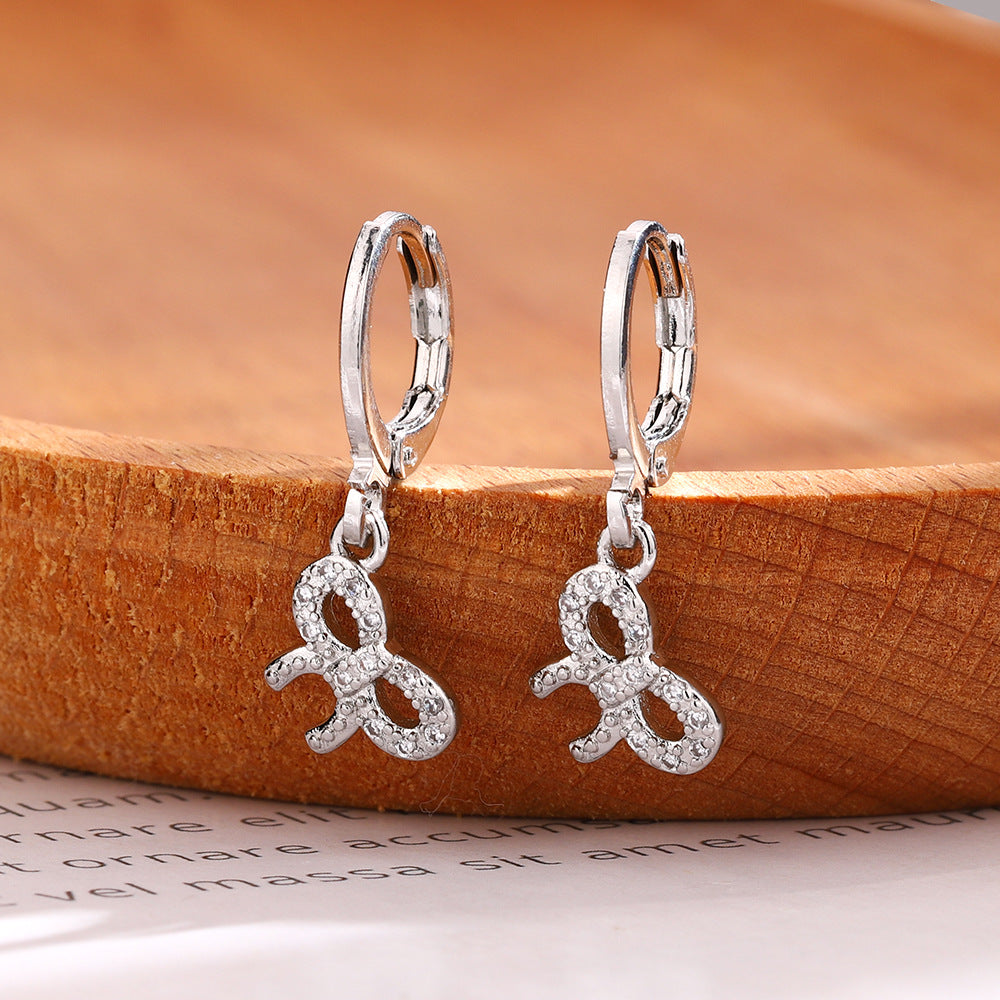 Women's Bow Full Diamond Clip Exquisite Hollow Niche Style Design Ear Buckle