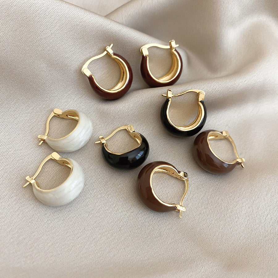 Sier Pearl Flower French Vintage Court Style Earrings