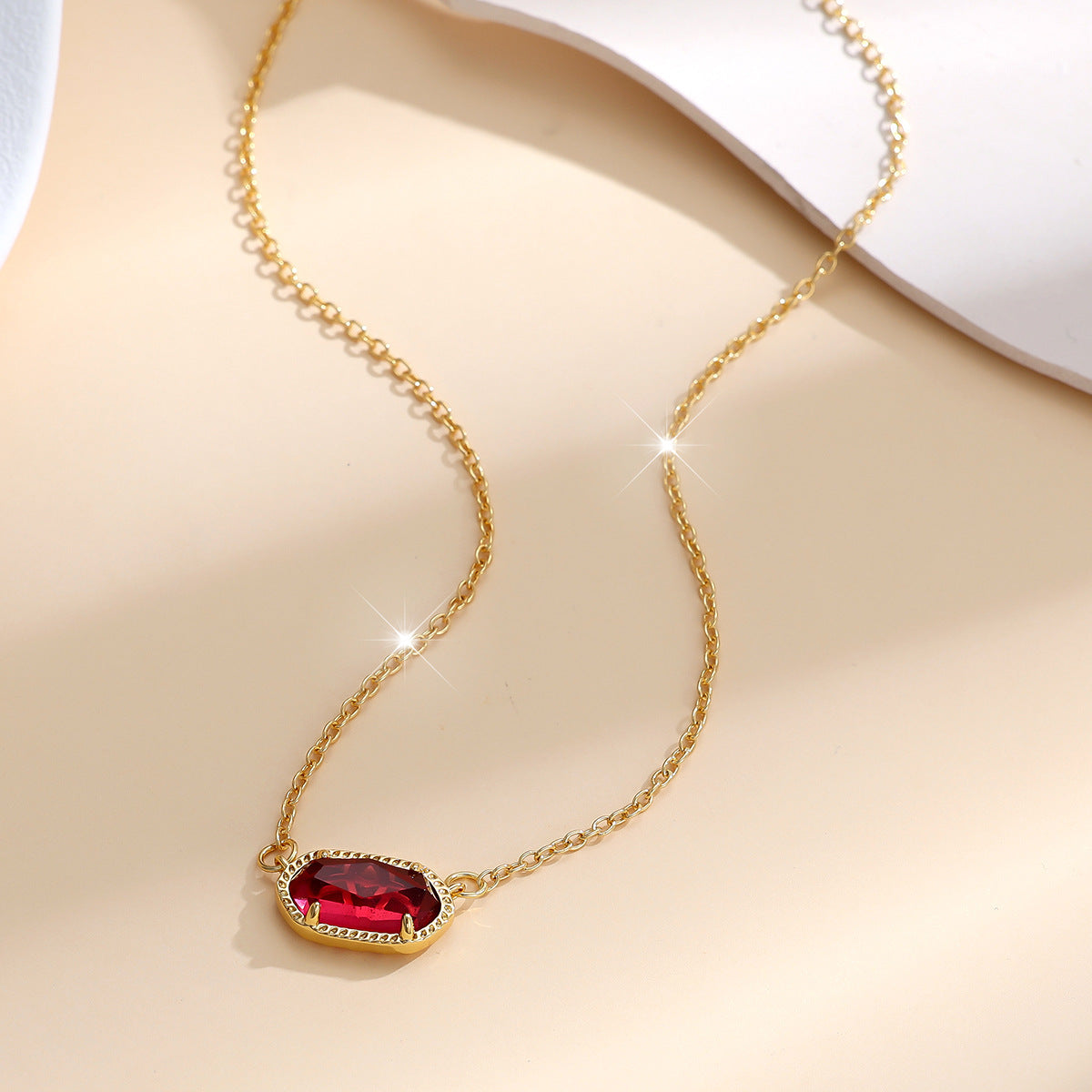 Colorful Birthstone Gold Female Style High-grade Clavicle Chain Necklace