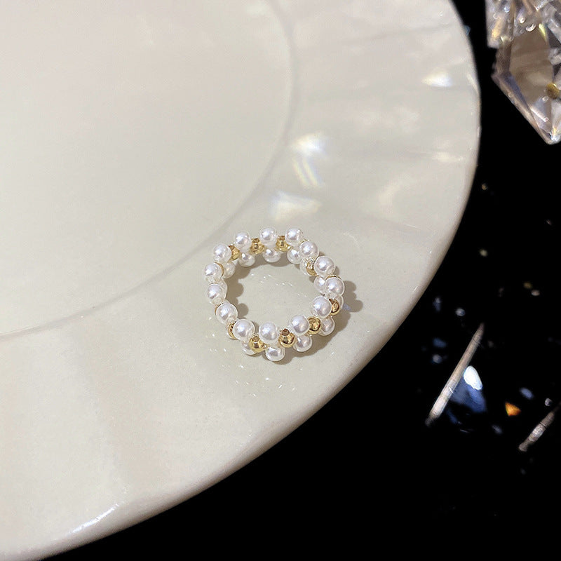 String Pearl Female Style Minority Fashion Ring