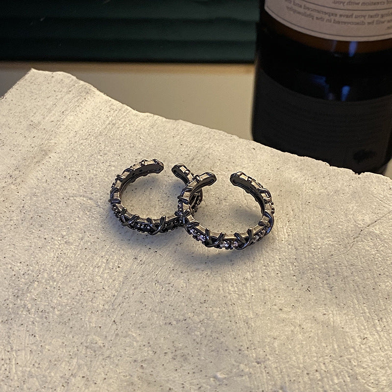 Female Twin Design Personality Simple Zircon Rings