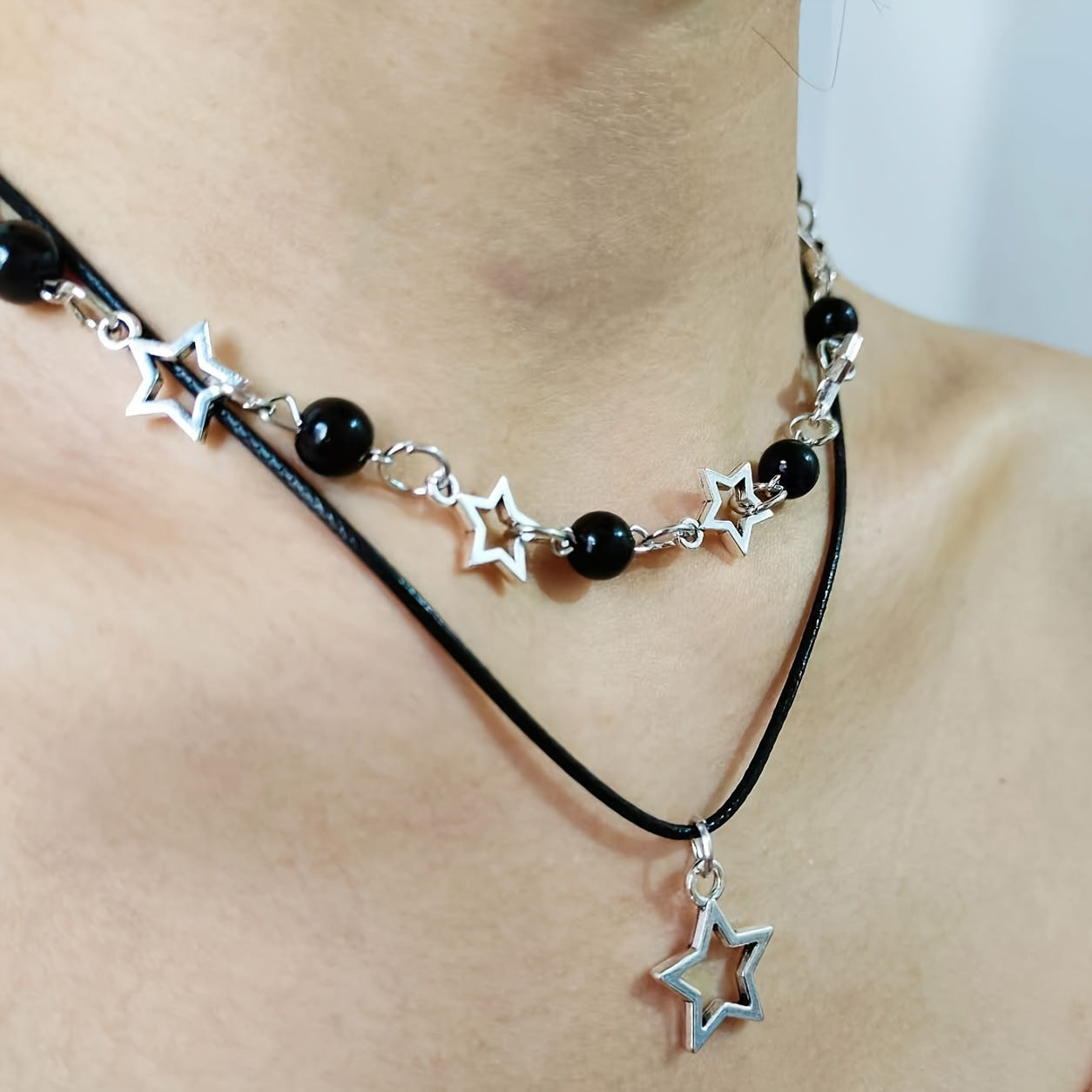 Fashion Punk Hollow Pentagram Bohemian Style High-grade Temperament Ball Necklaces