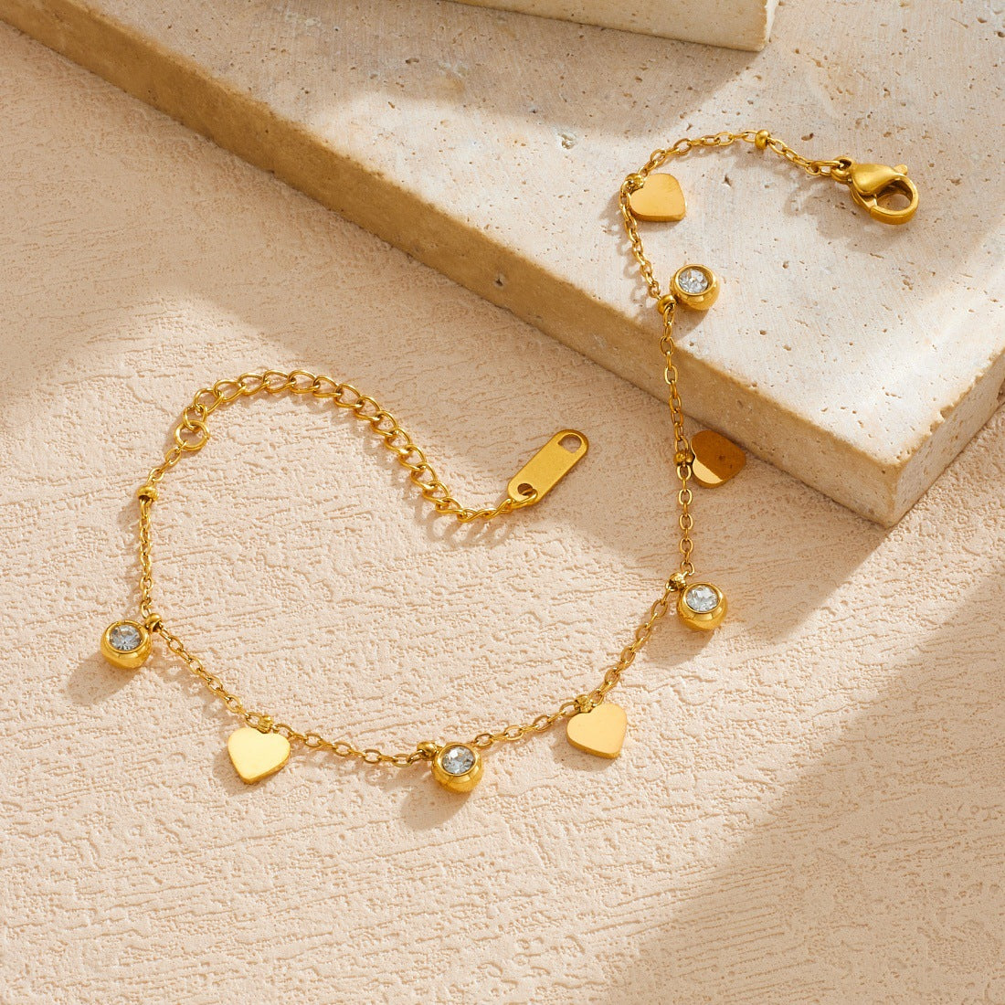 Women's Stainless Steel Simple Gold-plated Love Chain Bracelet