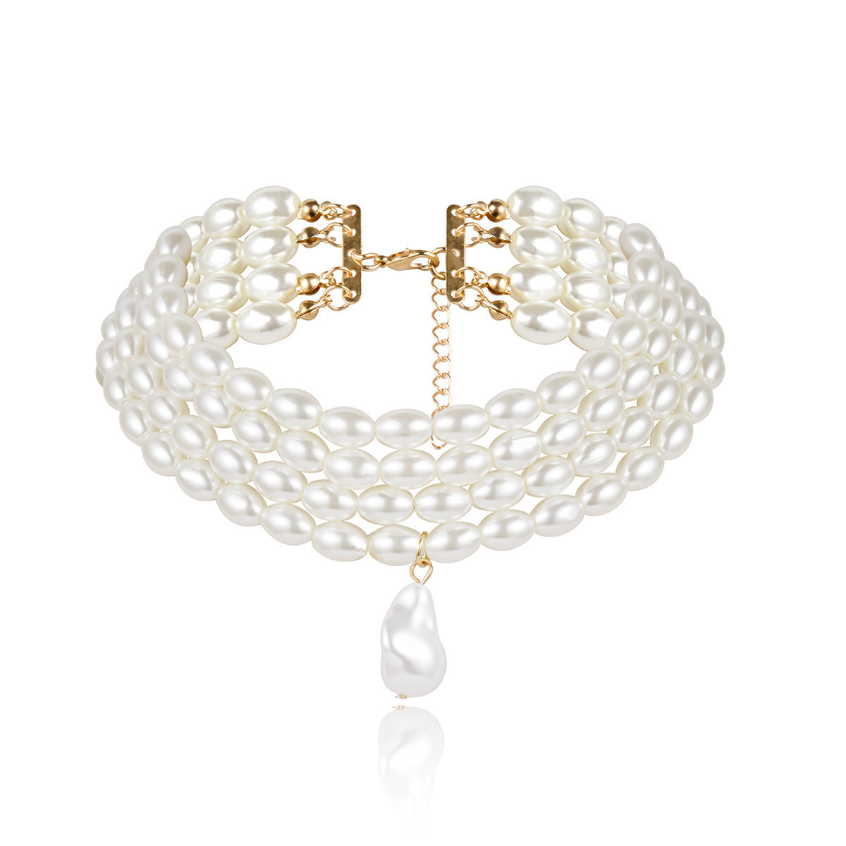 Women's Personalized Simple Round Geometric Beige Pearl Shaped Necklace