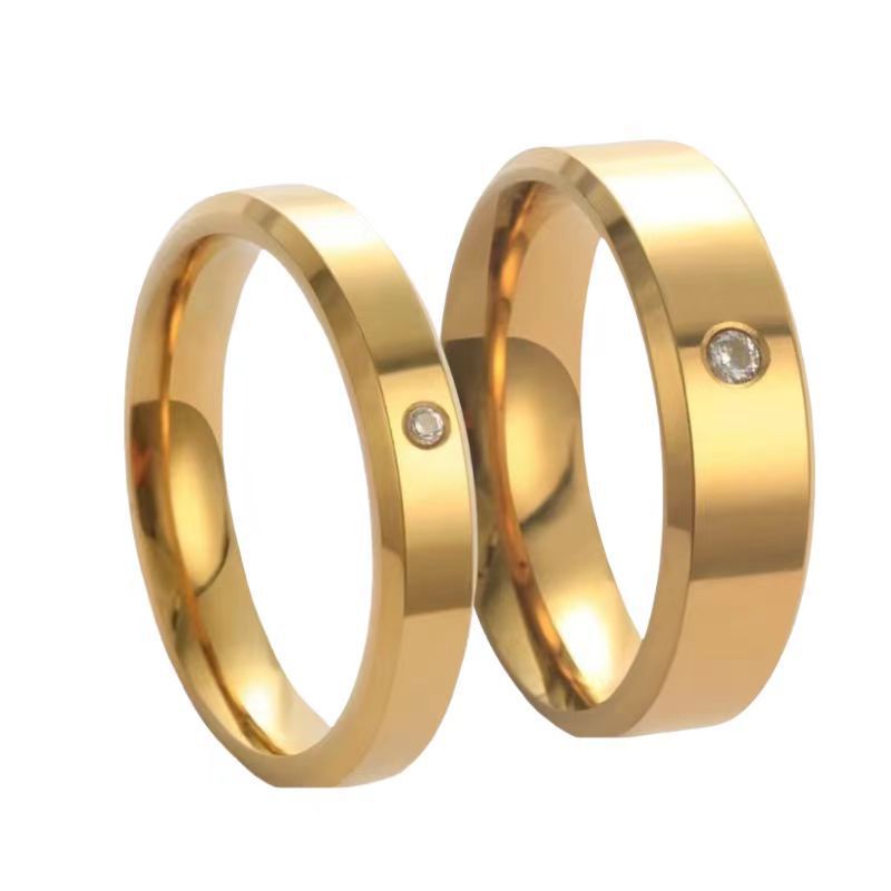 Steel Couple Pairs Of Wind Diamond Niche Simple Rings