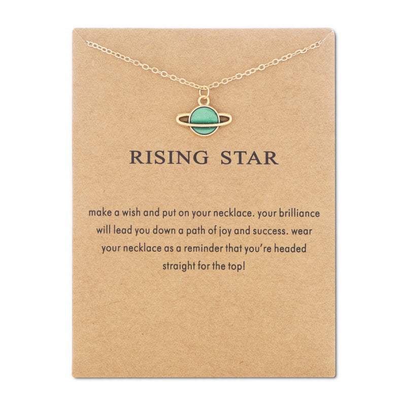 Starry Sky Series Drop Oil Saturn Earth Necklace
