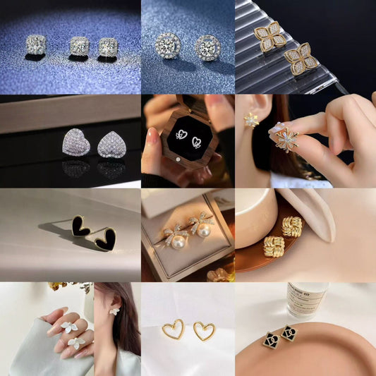 Women's Pair Cross Mirror Classic Fashion Simple Love Heart High-grade Earrings