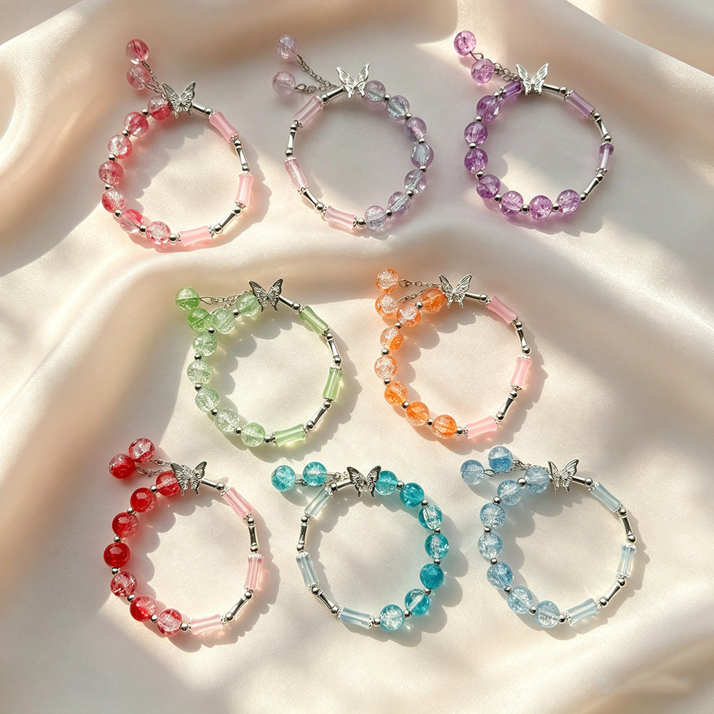Transparent Bamboo Glazed Female Butterfly Floral High-grade Live Broadcast Scenic Bracelet