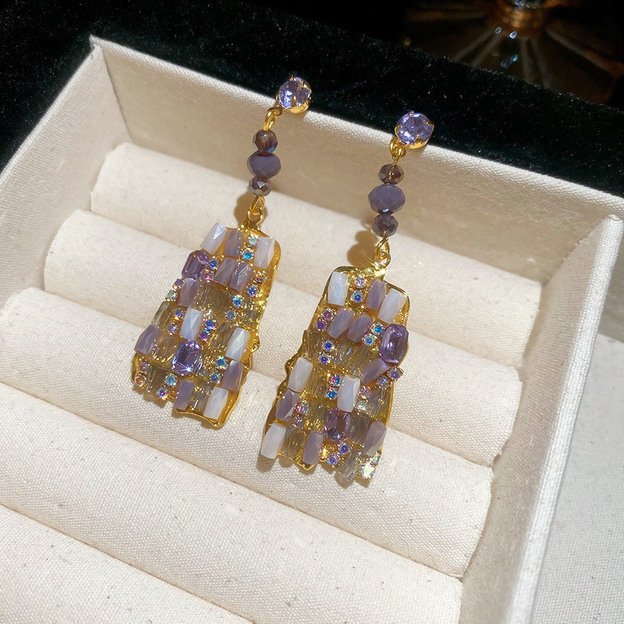 Needle Butterfly Enamel Vintage Court Style Delicate Light Luxury Earrings